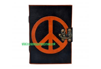 Celtic Handmade Leather Journal Note Book Blank Book Travel Book Orange With Black SHadow Book